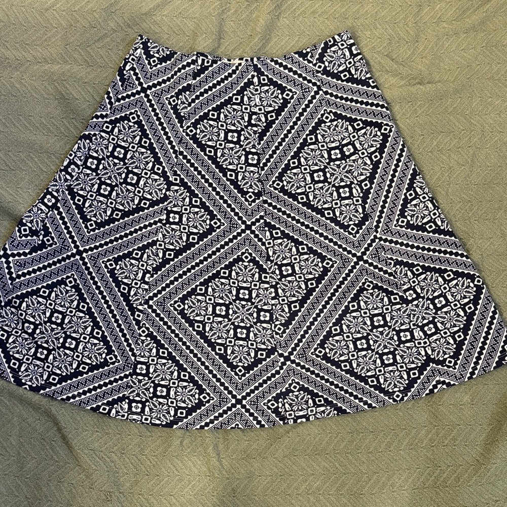 Faith and Joy Black and White Geometric A-Line Skirt